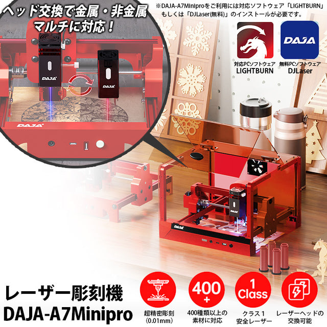 レーザー彫刻機 加工機 レーザー 加工 カッター ダイオードレーザー ファイバーレーザー DAJA-A7Minipro