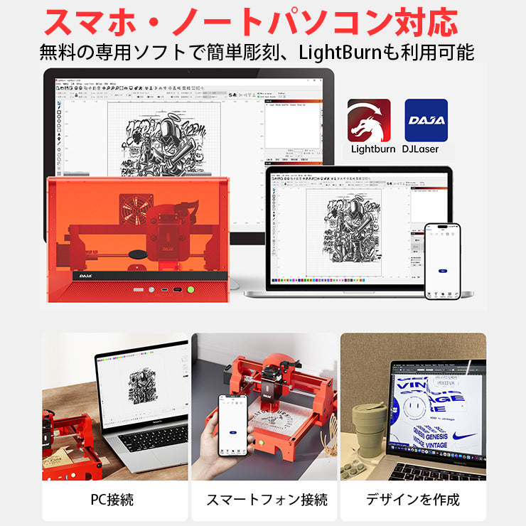 レーザー彫刻機 加工機 レーザー 加工 カッター ダイオードレーザー ファイバーレーザー DAJA-A7Minipro