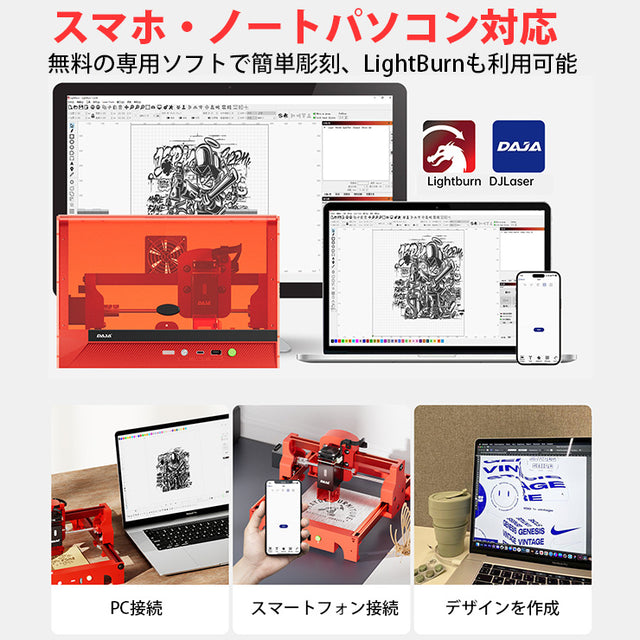 レーザー彫刻機 加工機 レーザー 加工 カッター ダイオードレーザー ファイバーレーザー DAJA-A7Minipro