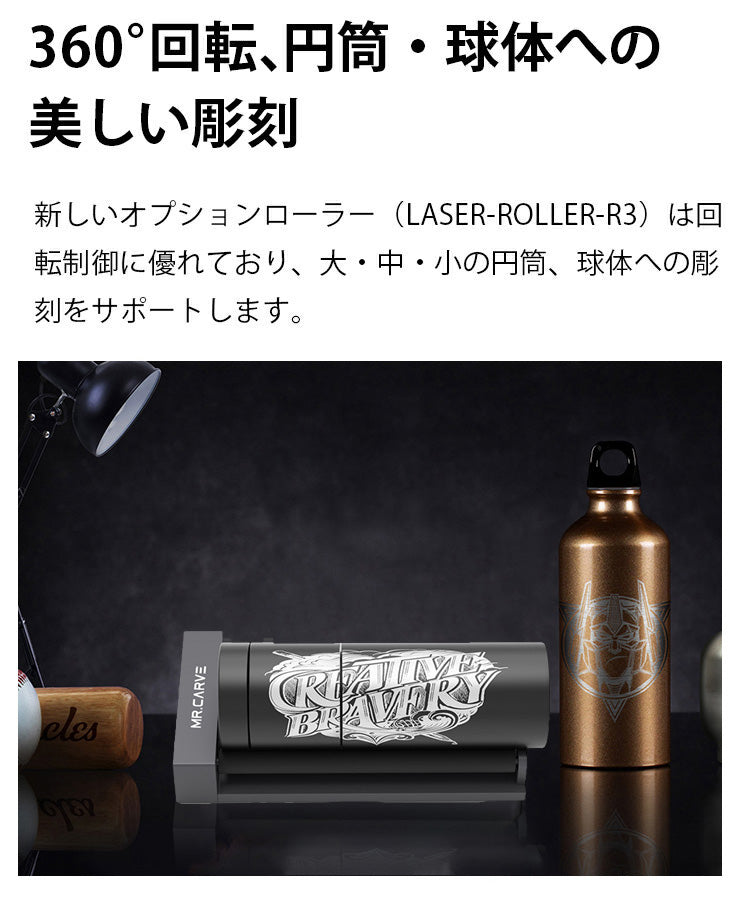 レーザー彫刻機アクセサリーローラー 12W S4 UV M1 M4 A7MINIPRO DJ6PRO オプション レーザーカッター LASER-ROLLER-R3