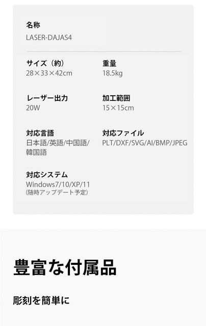 レーザー彫刻機 LASER-DAJAS4