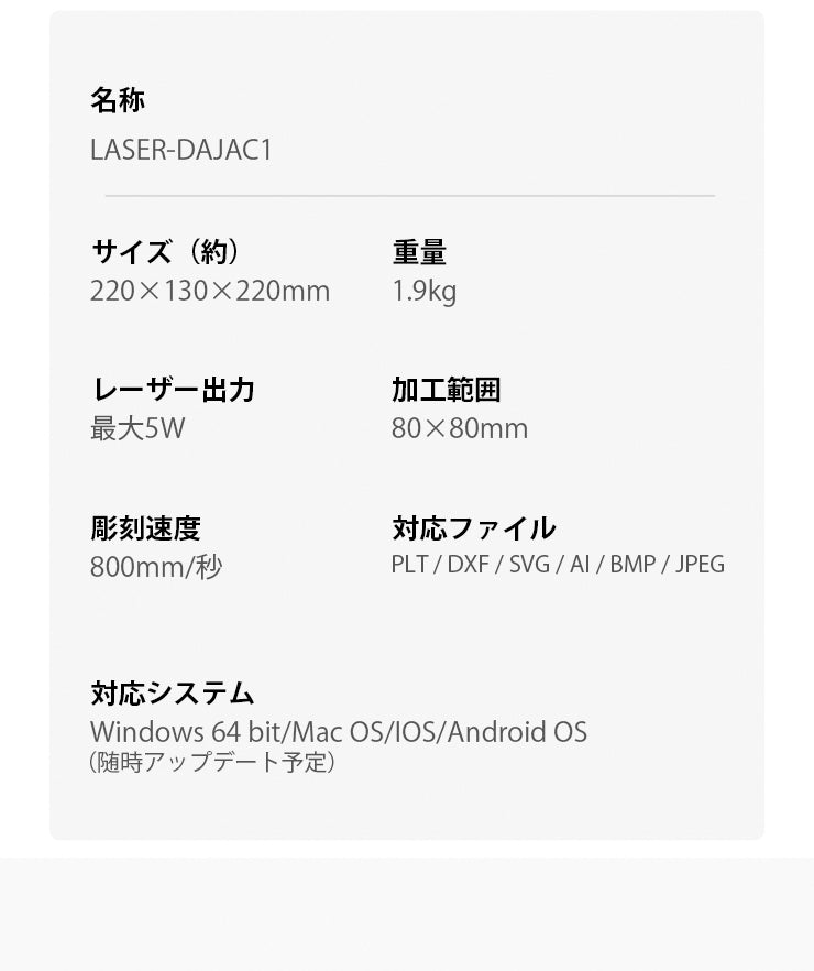 レーザー彫刻機 LASER-DAJAC1