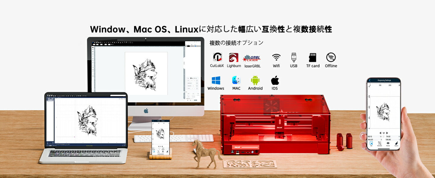 レーザー彫刻機 加工機 レーザー 加工 カッター ダイオードレーザー ファイバーレーザー DAJA-A6Pro